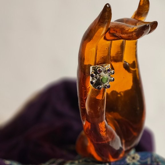 Vintage Chrysocolla & Amethyst Ring - Picture 8 of 8